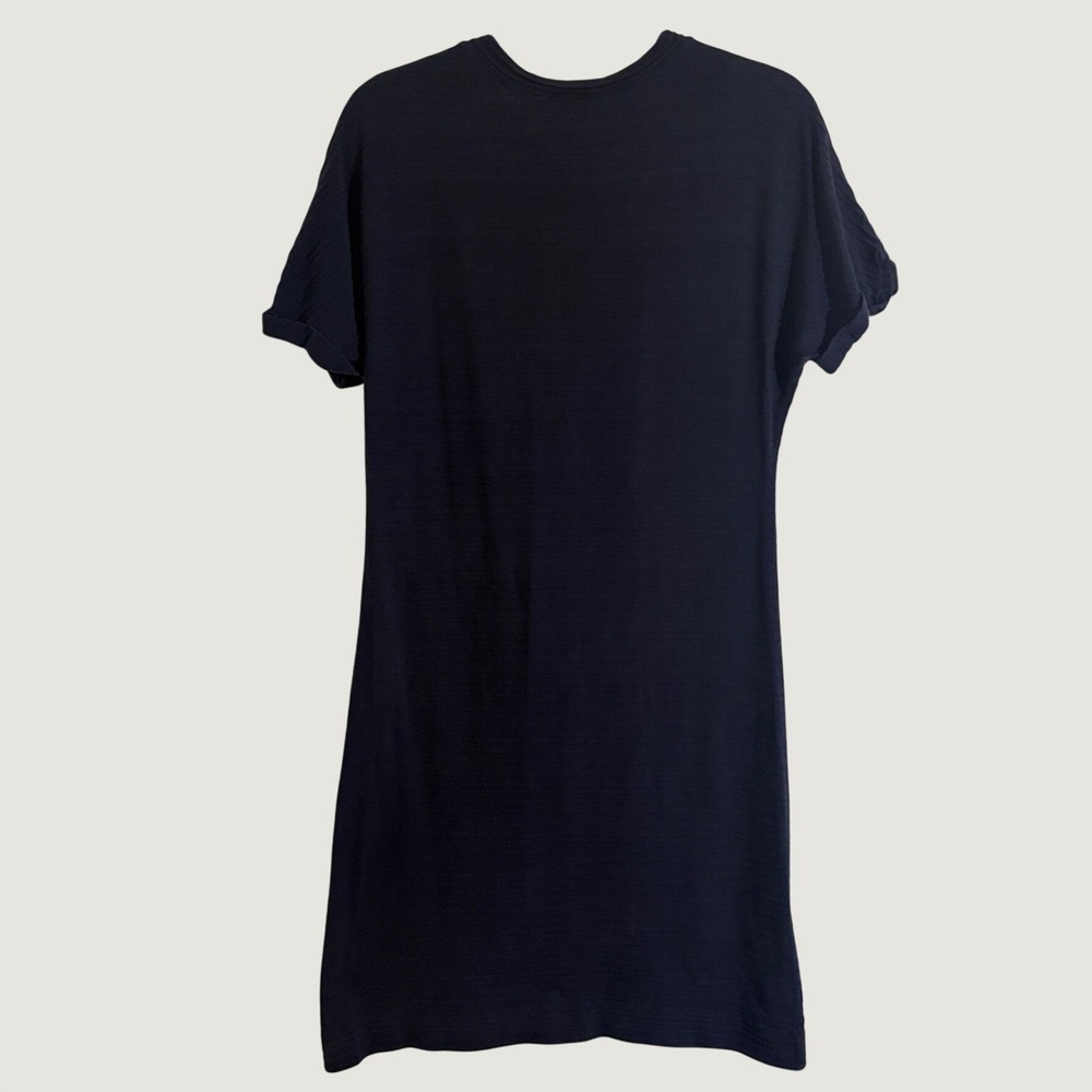 A.P.C. Navy Blue Cotton Textured Horizontal Line T-Shirt Dress XS Portugal